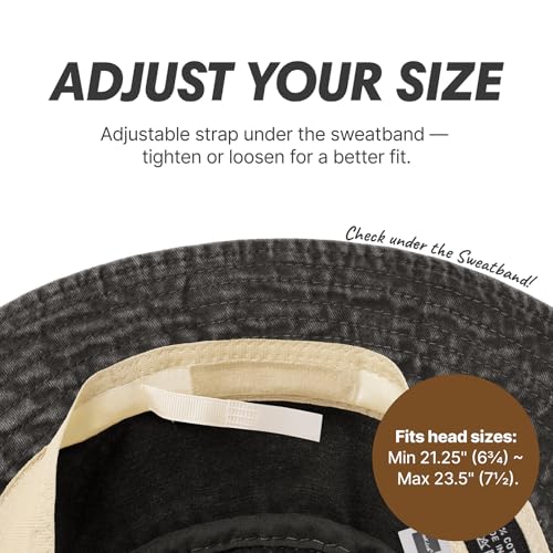 Hot Summer Bucket Hat - Trendy Cotton Sun Hat for Beach, Golf, Fishing - Fun Outdoor Vacation Boonie for Men and Women - color: Charcoal