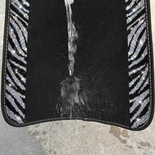 CAR PASS Bling Zebra Car Mats Rhinestones Diamond Waterproof Floor Mat Crystal Sparkly Shining Glitter Carpet Anti-Slip PVC Heel Pad, Universal Fit Automotive SUV,Sedan,4pcs Girly Women, Zebra Diamond - color: Zebra