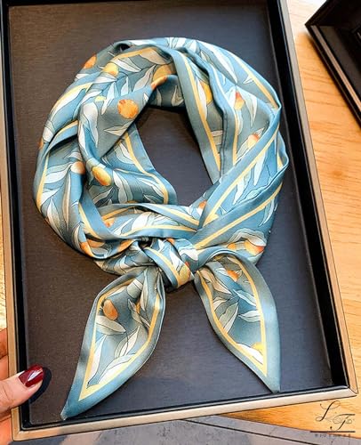 Hioyiwse Head Scarf Hair Neck Scarves For Women Purse Bag Scarfs For Handbags Silky Long Thin Satin Headscarf Fashion - color: B25-green Leaf