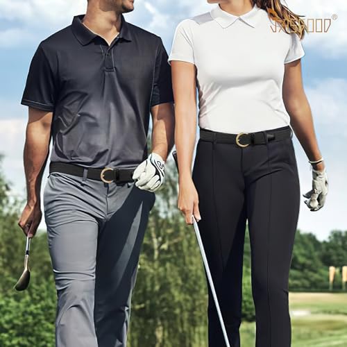 JASGOOD Women Men Braided Woven Elastic Stretch Waist Belt Golf Canvas Fabric Casual Belt for Jeans Pants - color: C-black, size: Fit Size 42"-45"