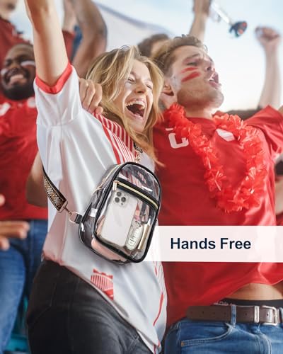 PACKISM Clear Sling Bag Stadium Approved - Clear Bag for Stadium Events & Holographic Bag for Music Festivals Jacquard Strap - color: 01_black