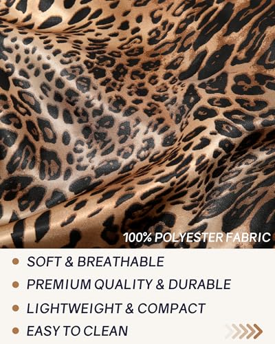 AWAYTR Long Satin Bonnet for Braids - Elastic Silk Hair Bonnets for Sleeping Night Cap Stretchy Tie Band for Women（Leopard） - color: Leopard