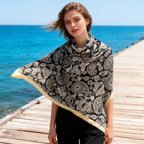 K-Elewon Large Square Scarf 43" Silk Scarf Fashion Scarves Silk Feeling Hair Wrapping Scarfs Night Sleeping Headscarf - color: Vb11