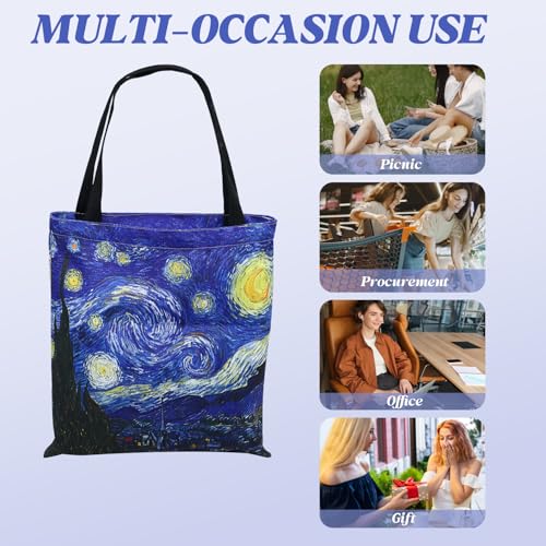 Canvas Tote Bag for Commuting, Foldable Travel Tote Bag Beach Bag Reusable Grocery Bags for Men Women, 13.4 x 14.2 Inch - color: A-sky