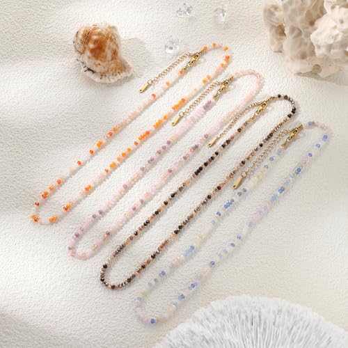 JSJOY Tiny Crystal Beaded Choker Necklaces for Women Colorful Beaded Necklace Dainty Choker Necklaces Simple Boho Jewelry Gifts for Teens Handmade Shining Bead Necklaces Gifts - color: Black