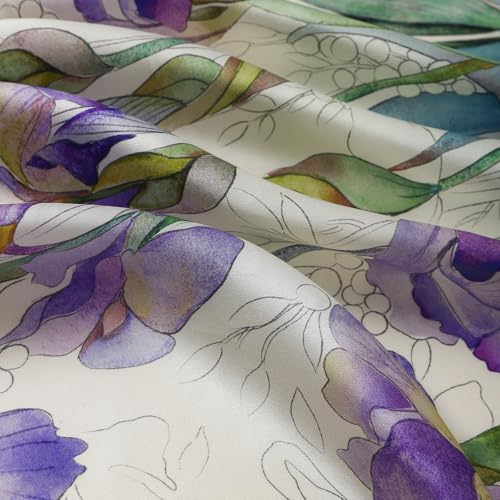 STARWHISPER 100% Pure Mulberry Silk Square Scarf-27''x27 Lightweight Hair Scarves Headscarf Night Sleeping with Gift Packed - color: Purple Serenity