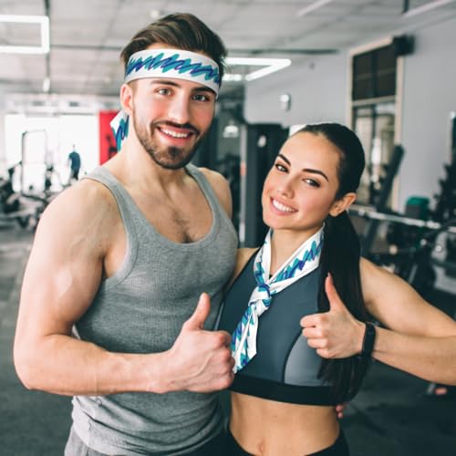 Sports Tie Headband Bandana Running Athletic Sweat Band Elastic Adjustable Sport Head Tie for Men Women Head Ties Ninja Tie Headbands Tennis Sweatbands Soccer Basketball Teams Running Head Band - color: White blue Lines