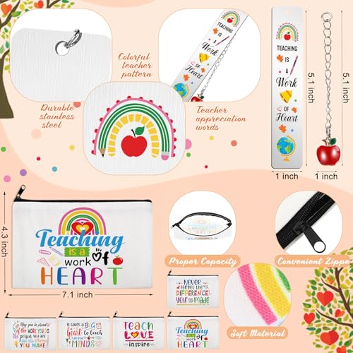25 Pcs Teachers Appreciation Gift for Women Teacher Kraft Paper Bags Makeup Bags Sticky Notes Ballpoint Pens and Bookmarks Graduation Gifts for Tutor Appreciation Week Gift Sets Bulk - style: White