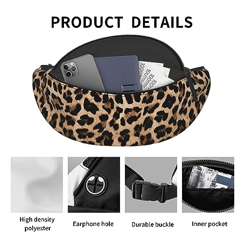 Leopard Print Cheetah Skin African Animal Fashion Casual Fanny Pack Waist Bag Men Women Adjustable Belt Waist Bag For Travel Hiking Cycling Running Festival Carnival - color: Black15