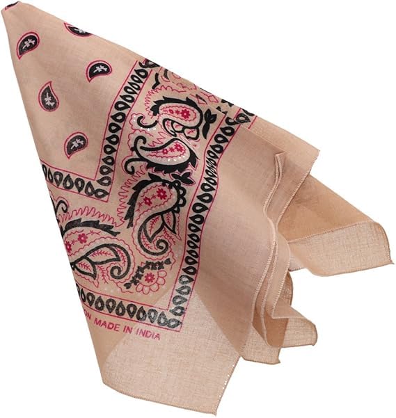 Motique Accessories Two Tone Paisley Bandana - Set of 3 - color: Tan