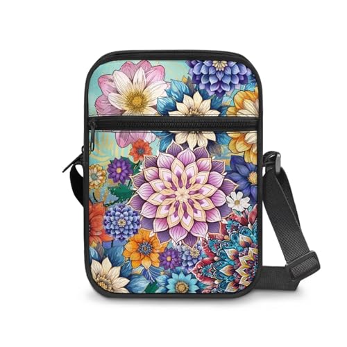 Womens Crossbody Bag Cell Phone Purse Wallet Small Shoulder Handbag for Workout Travel Gym - color: Coloured Mandala