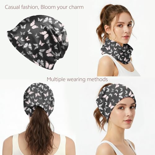 Chemo Caps Slouchy Beanie Hat Stretch Cancer Head Wraps Turban Sleep Headwear Scarf for Women Girls Men - color: I-3-butterfly