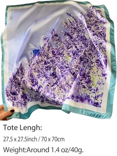 Silky Scarf for Women Lightweight Satin Bandanas Neck Hair Wrap For Sleeping Head Scarves 27.5" - color: A13 Purple Lavender/27.5"