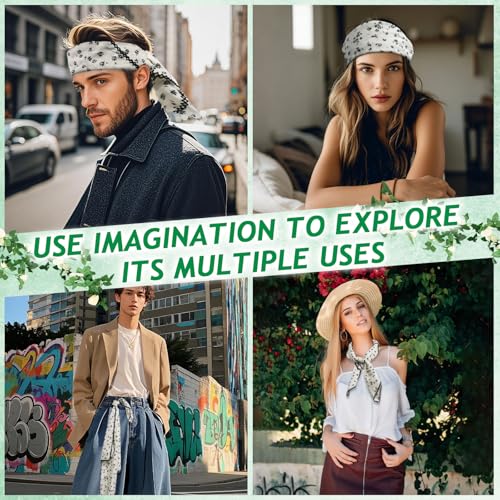Large Cotton Bandanas for Women, 27 x 27 inch Hair Neck Scarf, Headband Square Scarf - color: Little Black Flowers in White