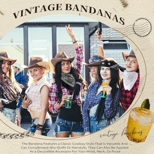 Suhine 24 Pcs Bandanas Bulk for Women Men 22 x 22 Inch Paisley Outdoor Headband Cowboy Handkerchief Summer - color: Black, White