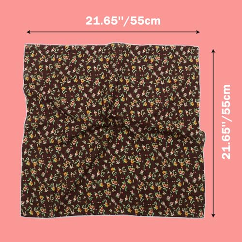 Bandanas for Women Men 21"x21" Floral Headband Scarf Versatile Hair Bandana Square Head Scarf - color: Brown Green