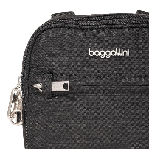 Baggallini Securtex® Anti-theft Mini Everything Crossbody Bag, 6.3"x8.25" Rfid, Locking Zippers & Cut-resistant Strap - color: Black Cheetah Emboss