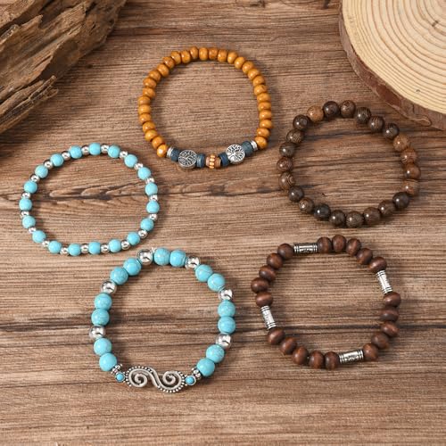 Bohemian Mix Bead Multi Layer Versatile Statement Bracelets Boho Stackable Beaded Strand Stretch Bangles Bracelets Sparkly Crystal Tassel Charm Jewelry Gift - style: Turquoise
