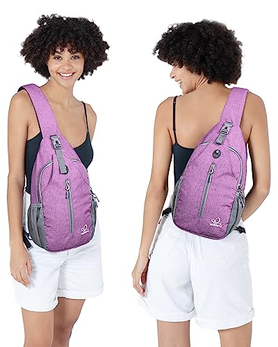 WATERFLY Small Hiking Sling Bag: Crossbody Sling Backpack Chest Bag Daypack for Men Women with Skin-Friendly Shoulder Strap - color: Purple(other Style)