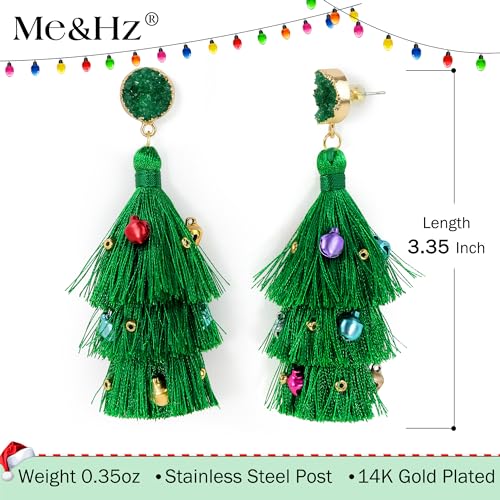 Me&Hz Colorful Layered Tassel Earrings Bohemian Statement Tiered Tassel Big Dangle Drop Earrings for Women Druzy Studs Valentine’s Day Gift - color: Christmas A