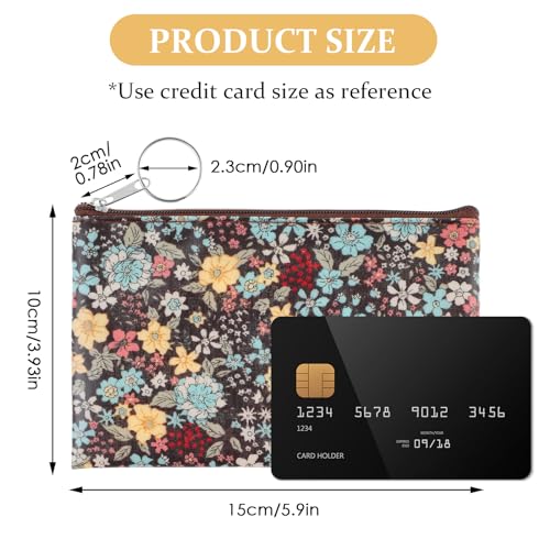 Amabro Small Coin Purse for Women, Boho Wallet Coin Bag with Keychain Zipper Pouch Change Wallet Cash Lipstick Storage(Black) - color: Black