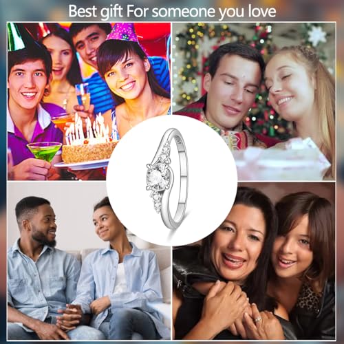 KUNSIR 925 Sterling Silver Rings Classic Cubic Zirconia Eternity Promise Statement Anniversary Wedding Bands Engagement Rings for Women Infinity Forever Love Ring Size 7-9 - style: Guardian Galaxy Ring