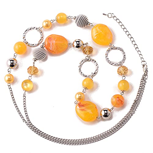 PEARL&CLUB Long Beaded Necklaces For Women - Sweater Chain Fashion Jewelry Necklace Gifts For Women - color: 23-Yellow
