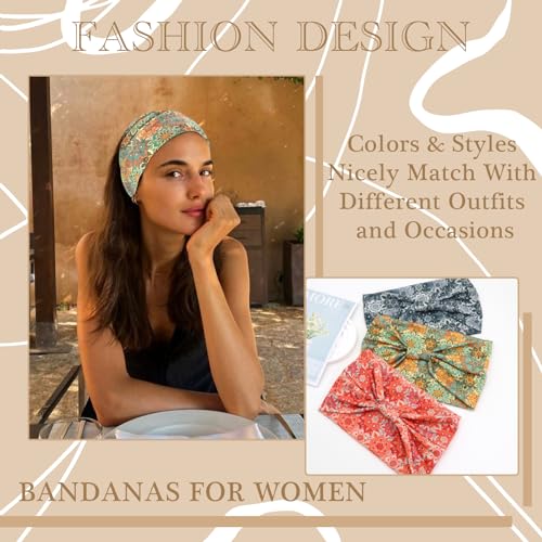 Headbands Stretchable Hair Bands Fashion Turban Knotted Head Bands Workout Running Sweatband Breathable Head Wrap African Style Hairband Accessories for Women Yoga 3 Pack - color: Style 70