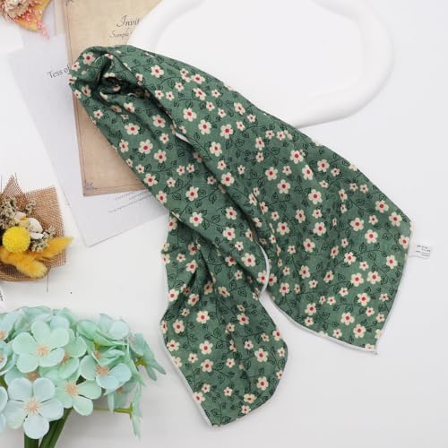 Bandanas for Women Men 21"x21" Floral Headband Scarf Versatile Hair Bandana Square Head Scarf - color: Green Meadow