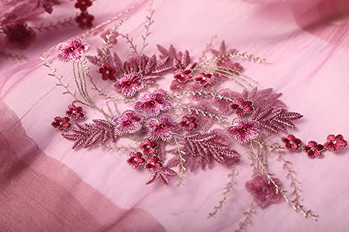 WINCESS YU Women Mulberry Silk Scarf Long & Large Embroidered Floral Pattern Shawl and Wraps Neckerchief for Hair & Neck - color: Gradient Pink