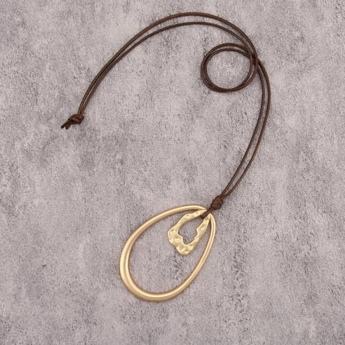 JAOYU Bohemian Necklaces for Women Leather Necklace Wood Pendant Choker Long Brown Necklace Chunky Circle Boho Hippie Jewelry - style: Boho Jewelry Long Necklace