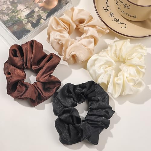 Hair Scrunchies for Women - Hair Ties No Damage Both for Thick Hair or Thin Hair Curl Hair No Crease Scrunchies Ponytail Holder No Hurt Your Hair - color: Light Brown