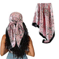 Hexchasty 35”Head Scarf Satin Silk Like Hair Scarf Large Square Head Scarves Bandana Head Wraps Headscarfs for Women Green - color: C-pink Black