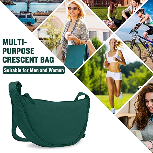Nylon Crescent Crossbody Bag for Women Purses Trendy Men,Small Travel Sling Bag Hobo - color: Dark Green, size: Small