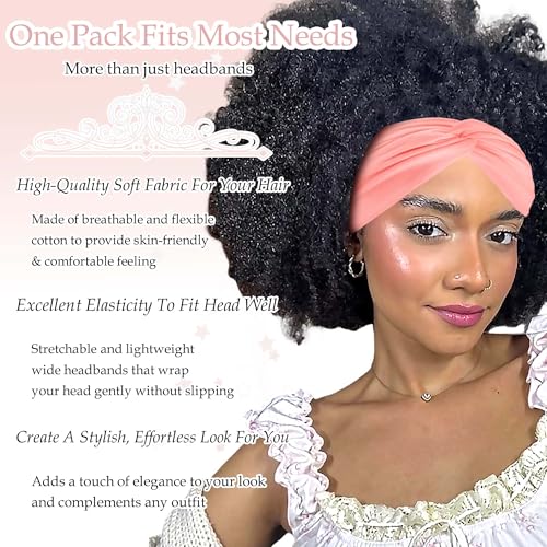 Wide Headbands for Women Cute Headband Valentine's Day Knotted Turban Head Bands Soft Hair Wraps Pink Head Scarf Fashion Turban Hairband Black Scarf Headband For Women’s Hair Accessories - color: Style 140