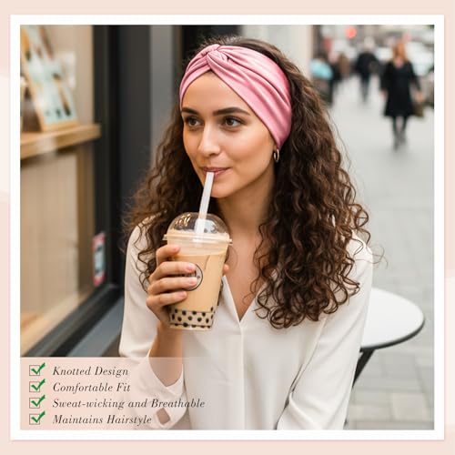 obeoby 6 Inch Cotton Wide Headbands for Work,Daily Life, Boho Outfits, Large African Hair Wrap 6 Pack Non Slip Turban Hair Bands - color: Bright color series