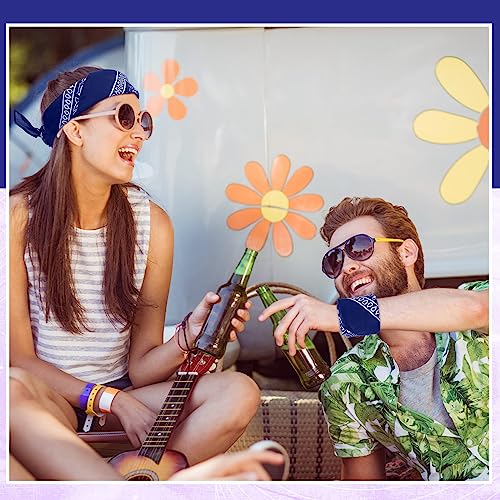 Handepo 150 Pcs Bandanas Bulk, Colorful Paisley Bandanas Unisex Head Wrap Scarf Cowboy Headband Handkerchief - color: Blue