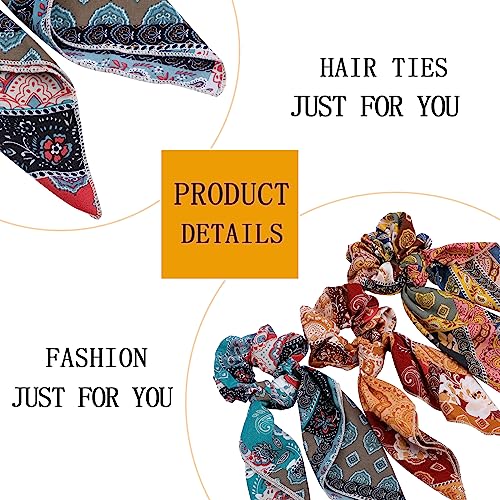 Paisley Scrunchie Hair Accessories - Chiffon Hair Scarf Bandana, Scrunchies, Ribbons, Ponytail Holders, and Bow Scrunchies for Women (6PCS) | Scrunchies with Tails,Hair Scarves,Hair Bows,Bandana Scrunchies,Scarf Ponytail Holder,Hair Accessories for Women