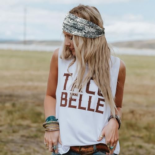 FULZTEY Wide Headbands Boho Head Bands for Women's Hair Fashion Floral Print Headwraps Elastic Thick Turban Workout Yoga Hairband Bandanas Cute Hair Accessories for Teen Girls 4Pcs - color: Style 79