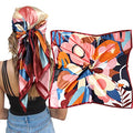 AWAYTR Satin Silk Scarf - Large Hair Bandana, Sleeping Wrap for Women - color: Flower