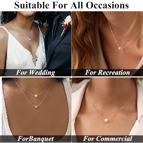Trinckle Pearl Necklaces for Women, Gold Pearl Choker Single Pendant Necklace Layered Daisy Jewelry for Prom Birthday Gifts, Prom Wedding Strands for Bride Bridesmaids as Beach Summer Accessories - style: Single necklace