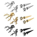 Aroncent 12PCS Stainless Steel Fake Tapers Mens Earrings Illusion Tunnel Cheater Piercing Jewelry Set for Men Women - color: A4
