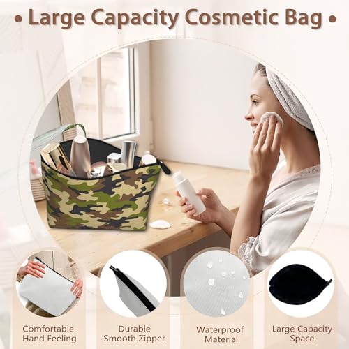 Patriotic Camouflage Print Travel Makeup Bag,Abstract Modern Cosmetic Bags Small Waterproof Zipper Women Purse Mini Portable Traveling Organizer Pouch for Ladies Thanksgiving Gifts - color: Camouflage Print