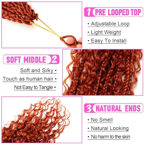 Goddess Boho Box Braids Crochet Hair-8 Packs 24 Inch Crochet Box Braids for Black Women Pre Looped (#350, 24 Inch (Pack of 8)) - color: #350, size: 24 Inch (Pack of 8)