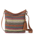 The Sak Lucia Crossbody Bag in Crochet, Convertible Purse with Adjustable Shoulder Strap - color: Sunset Stripe