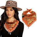 AWAYTR 100% Cotton Bandana for Cowgirl Western Cowboy Costume, 21 Inch Paisley Scarf with Grommet Western Ornaments - color: Coffee(wild West)