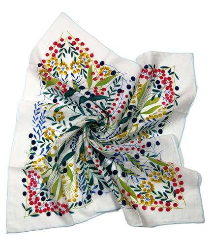 Shanlin Unisex Floral Cotton Square Scarf Bandanas 22x22 inch - color: Holly