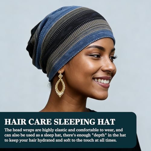 Chemo Headwear for Women Soft Cotton Slouchy Beanie Hat Scarf for Cancer Care - color: Blue