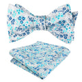 Alizeal Mens 2pcs Classic Floral Pattern Self-tied Bow Tie and Handkerchief Set - color: 045-gray/ Teal