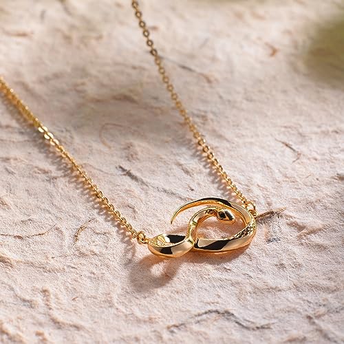 Fettero Animal Necklaces for Women 14K Gold Plated Charm Snake Necklace Elephant Bird Cat Butterfly Pendant Cute Dainty Necklace Jewelry - style: Snake-A